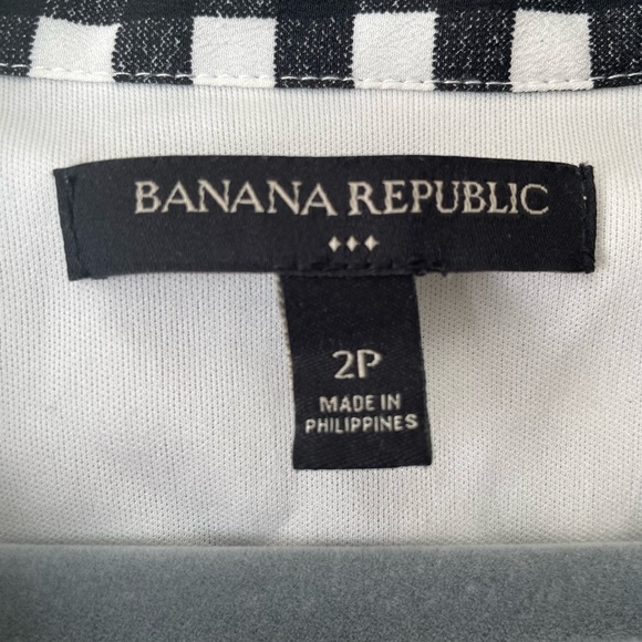 Banana Republic ruffle sleeve dress blk/white gingham checkered pockets! SZ2P - Picture 2 of 6
